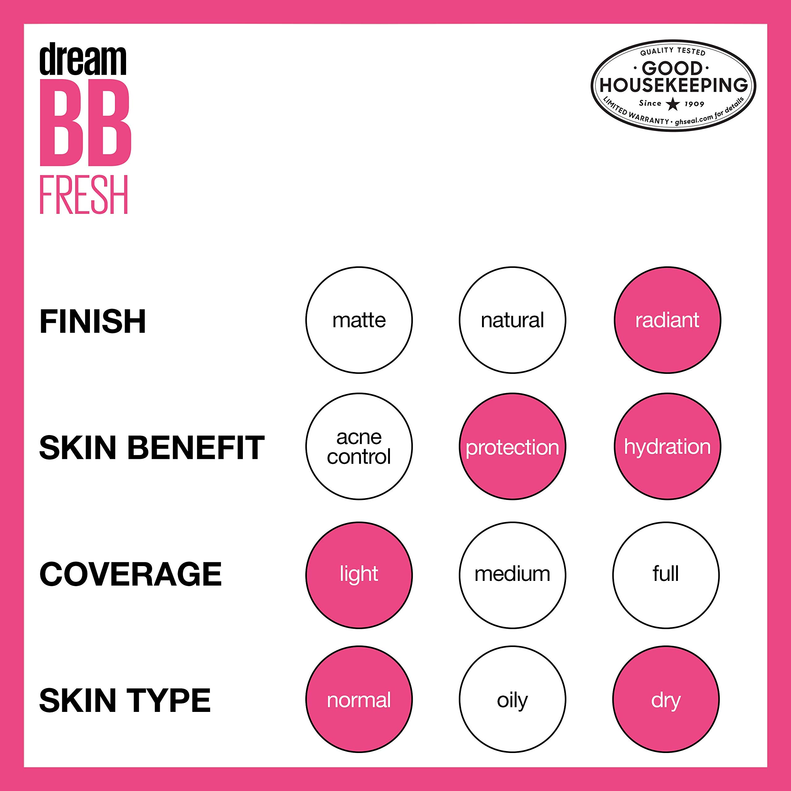 Maybelline New York Dream Fresh Skin Hydrating BB Cream, 8-in-1 Skin Perfecting Beauty Balm With Broad Spectrum Spf 30, Sheer Tint Coverage, Oil-Free, Deep, 1 Fl Oz