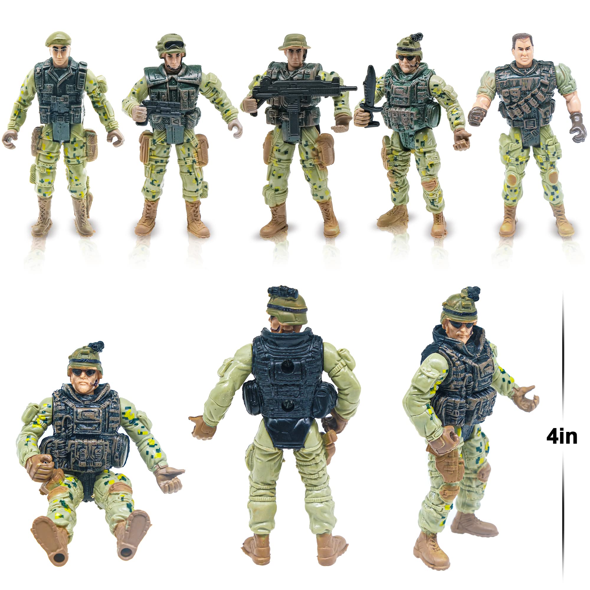 MISTBUY US Army Men Action Figures with Military Vehicles Toys Playset, Toy Soldiers with Military Trucks, Helicopter, War Tent for Kids Boys Girls, Best Age 6 7 8 9 10