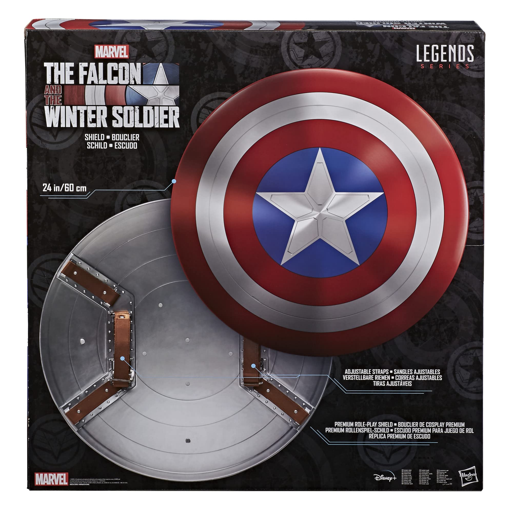 Hasbro Marvel Legends Series Avengers Falcon And Winter Soldier Captain America Premium Role Play Shield -Adult Fan -Costume/Collectible , Red