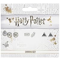 Official Harry Potter Stud Earring Set including Platform 9 3/4, Hedwig & Letter, and the Deathly Hallows earrings WE0107