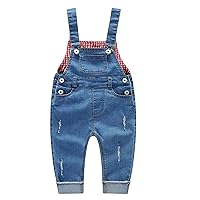 KIDSCOOL SPACE Baby & Little Boys/Girls Blue & Black Denim Overalls,Jean Workwear