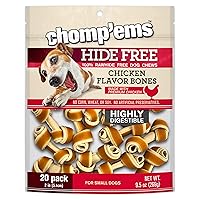 Chicken Hide Free Dog Chews - Rawhide Free Dog Treats - No Hide Alternative Chew Treat for All Life Stages, Bone, 2
