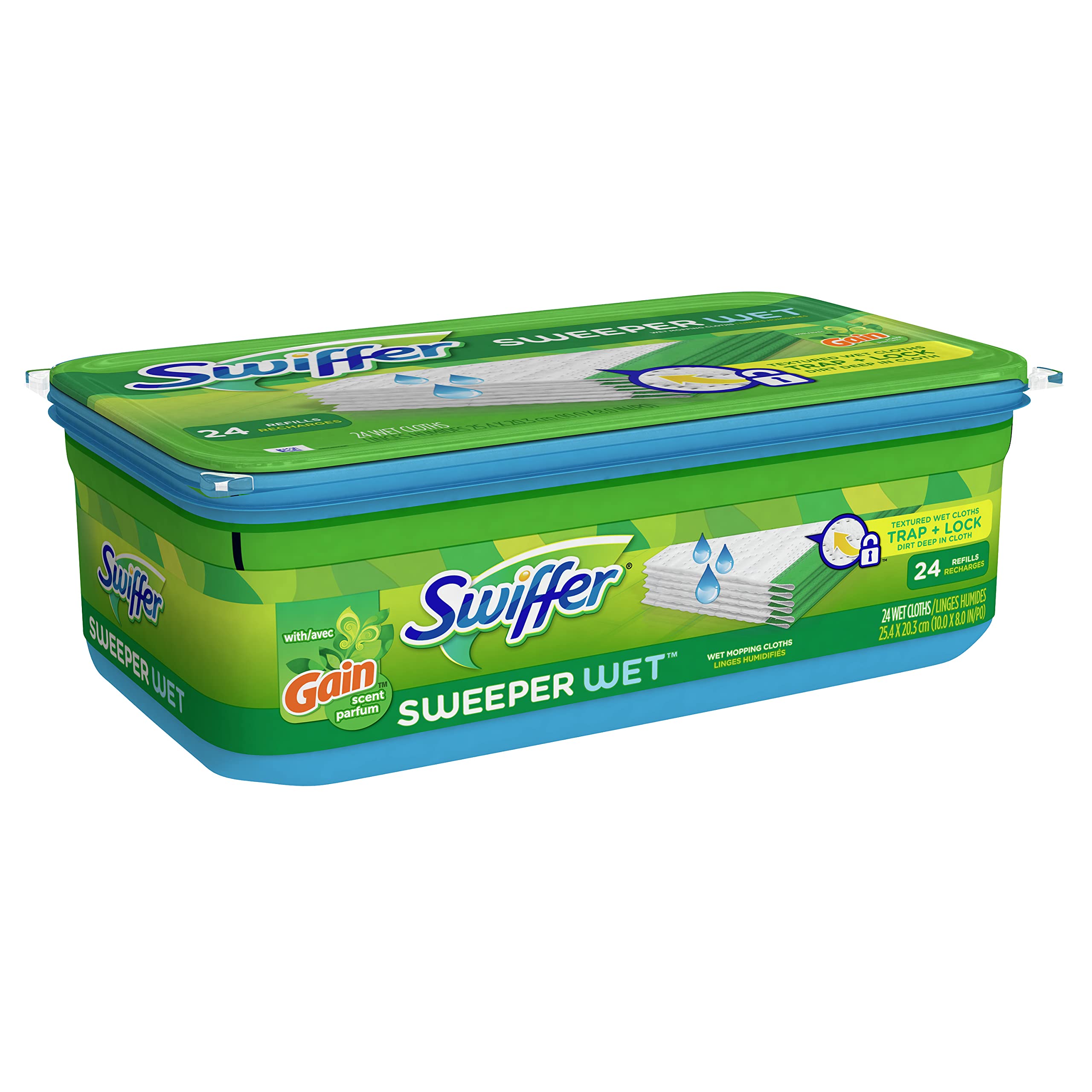 Swiffer Sweeper Wet Mopping Cloths, Multi-Surface Floor Cleaner with Gain Original Scent, 24 Count