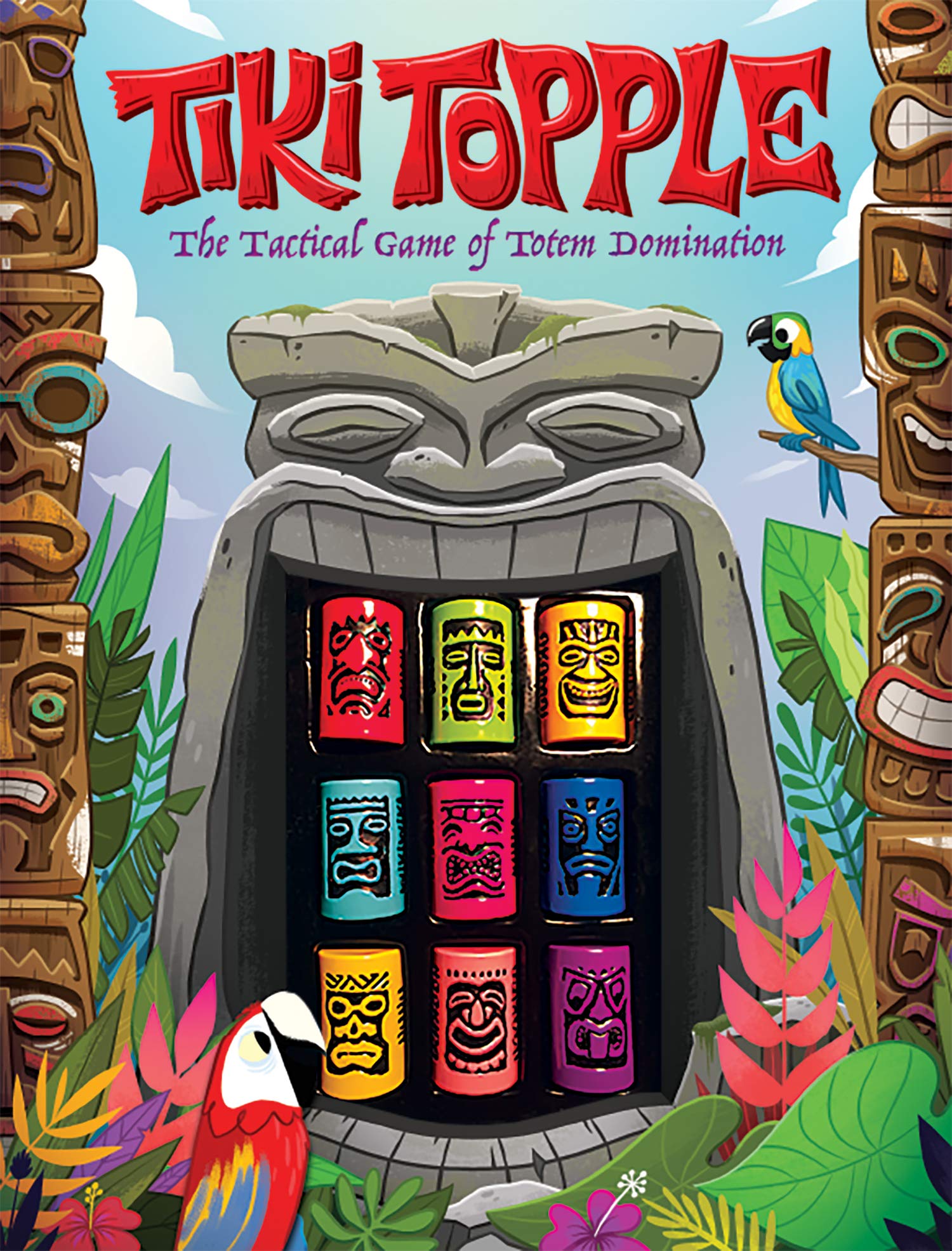 Gamewright Tiki Topple - The Tactical Board Game of Totem Domination Board Game Multi-colored, 5