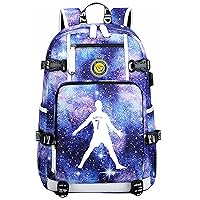 BOLAKE Sturdy Cristiano Ronaldo Backpack with USB Charging Port-Classic Al Nassr FC Graphic Rucksack for Football Fans