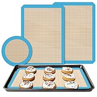 UBeesize 3 Pack Silicone Baking Mats, Non-Stick Oven Liners, Reusable Food Safe Cookie Sheets For Baking, Warp Resistant & Heavy Duty Bakeware Mat For Making Macaroon, Pizza, Cookie, Pastry, Bread