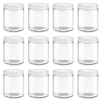 North Mountain Supply 6 Ounce Clear Glass Straight Sided Mason Canning Jars - With 63mm White Metal Lids - Case of 12