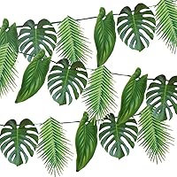 Tropical Palm Leaf Garland Party Decorations, Length 2.6M, 8.5 FT, Green