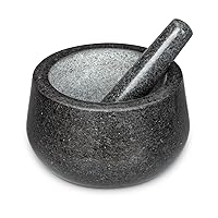 Polished Granite Mortar and Pestle Set, Stone Grinder Bowl for Grinding Herbs Spices, Making Guacamo, Salsa, Pepper and Nuts Crusher (Granite, Big)