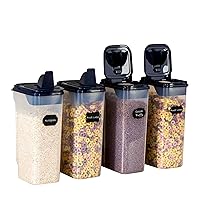 Cereal Container Storage Set (4L,135.2 Oz) 4 PCS Airtight Food Storage Containers with Multi Pour Spout - Perfect for Kitchen & Pantry Organization, BPA Free Plastic Cereal Dispenser