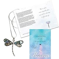 Heaven Dragonfly Story Greeting Card Gift Set - Abalone Dragonfly Necklace - Loss, Grief, Bereavement or Simple Explanation of Heaven and Earth - Child, Tween, Teen, Girl, Women
