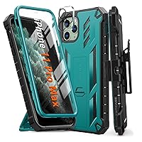 FNTCASE for iPhone 11 Pro Max Case: with Belt-Clip Holster & Built-in Screen Protector & Kickstand, Full-Body Dual Layer Rugged Heavy Duty Military Shockproof Protective Cell Phone Cover 6.5