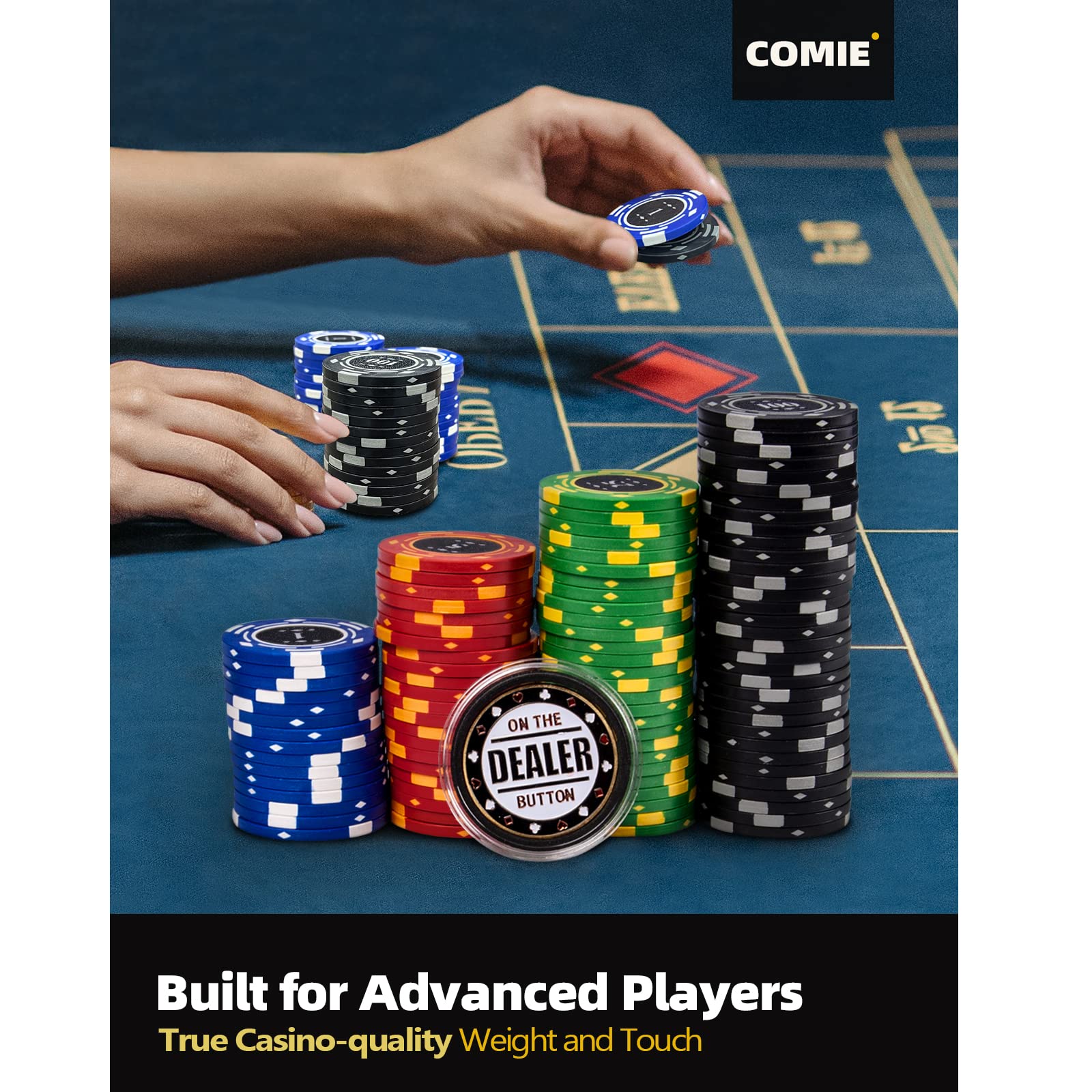 Comie Clay Poker Chips,400PCS 14 Gram Poker Chip Set with Deluxe Travel Case, Numbered Chips,Poker Set for Texas Holdem Blackjack Gambling