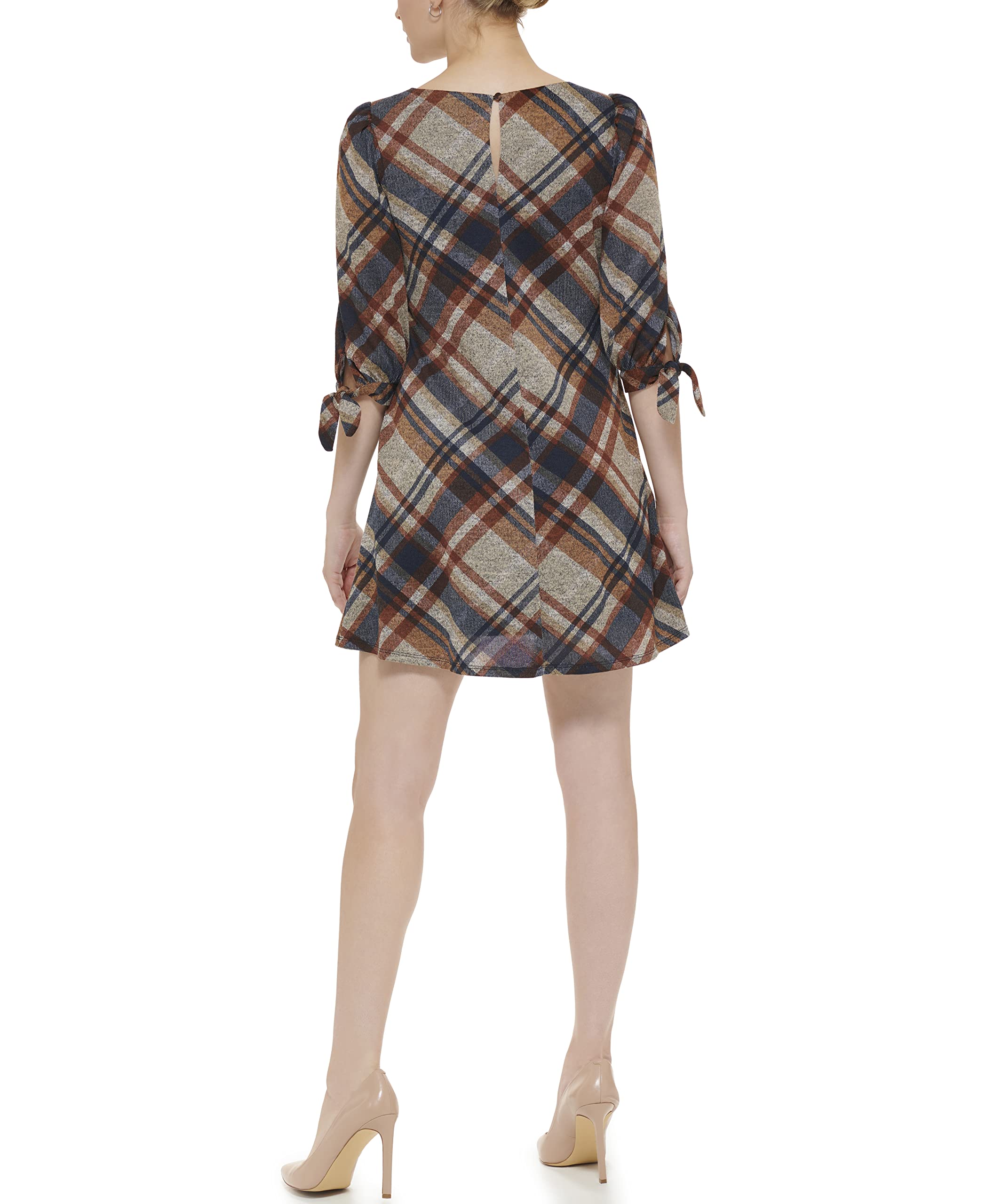 Jessica Howard Women's Plus A-line Soft ¾ Sleeve Short Dress