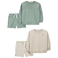 Simple Joys by Carter's baby-boys 4-piece French Terry Long-sleeve Shirts and Shorts Playwear SetPlaywear sets