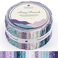 Jelly Roll Fabric Strips for Quilting, Crafting, and Sewing, 40 Strip Assorted Bundle, Soft Cotton for Blanket, Rug, Upholstery, Home Decor, and Purse Making, Merry Mermaid