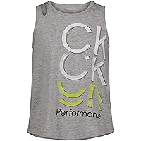 Girls' Performance Tank Top, Sleeveless & Crew-Neck Neckline, Logo Detailing