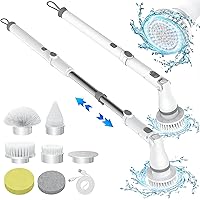 Electric Spin Scrubber, 2024 New Cordless Cleaning Brush with 6 Replaceable Brush Heads & Adjustable Extension Arm, Power Shower Scrubber for Bathroom, Tub, Tile, Floor