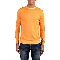 Kiton Napoli Men's Cashmere Silk Orange Crewneck Sweater US S IT 48