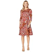 Donna Morgan Women's Printed Paisley Scuba Fit and Flare Dress