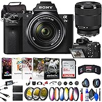 Sony a7 II Mirrorless Camera with 28-70mm Lens (ILCE7M2K/B) FE 28-70mm Lens + Filter Kit + Wide Angle Lens + Telephoto Lens + Color Filter + Bag + 64GB Card + NPF-W50 Battery + More (Renewed)