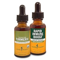 Certified Organic Turmeric Root Liquid Extract for Musculoskeletal System Support - 1 Ounce & Herb Pharm Rapid Immune Boost Liquid Herbal Formula for Active Immune Support - 1 Ounce