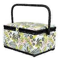 Large Sewing Basket, Nature’s Flora with Notions