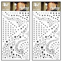 Tattoos 2 Sheets Black Small mini Stars planets space galaxies Temporary Tattoos Body Art Stickers Fake Waterproof Removable Stickers Party for Teens Men Women
