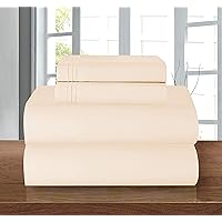 Elegant Comfort Luxury Soft 1500 Premier Egyptian 4-Piece Premium Hotel Quality Wrinkle Resistant Coziest Bedding Set, All Around Elastic Fitted Sheet, Deep Pocket up to 16inch, Full, Cream