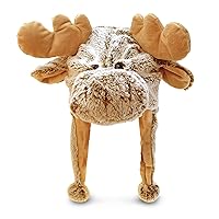 Puzzled Brown Moose Plush Hat - Super Soft Warm Hat with Ear Flaps, Cozy Fleece Winter Hat for Kids & Teens - One Size