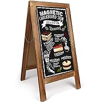 LotFancy Magnetic A-Frame Chalkboard Sign, Extra Large 20” x 40” Double-Sided Freestanding Chalkboard Easel, Sturdy Wooden Sidewalk Sign, Sandwich Board for Restaurant Party Wedding, Food Truck