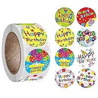 500Pcs/Roll Handmade 8 Styles Happy Birthday Round Stickers Party Gift Packaging Seal Labels Happy Birthday Stickers Cute Thank You Stickers Small Business Cheap
