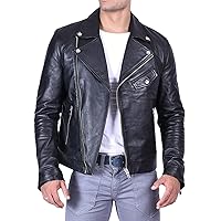 SID Classic Men's Police Style Motorcycle Leather Jacket with Asymmetric Design and Functional Pockets