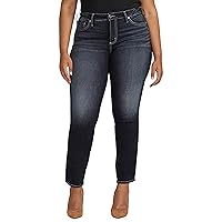 Silver Jeans Co. Women's Plus Size Suki Mid Rise Curvy Fit Straight Leg Jeans