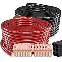 4 Gauge Wire(100ft) Copper Clad Aluminum - Primary Automotive Wire, Car Amplifier Power & Ground Cable, Battery Cable with Lugs Terminal Connectors and Heat Shrink Tube