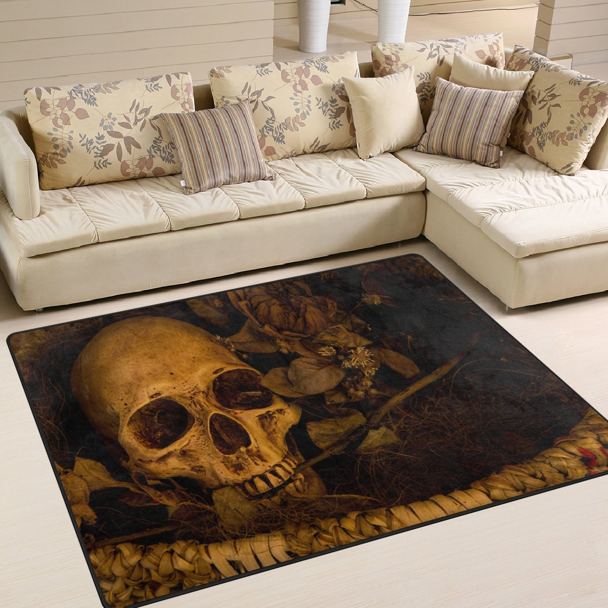 ALAZA Vintage Horrible Skull Area Rug Rugs for Living Room Bedroom 5'3"x4'