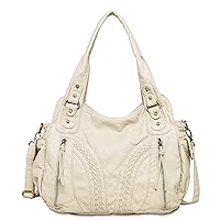 Montana West Washed Leather Hobo Bags for Women Roomy Handbags with Crossbody Strap