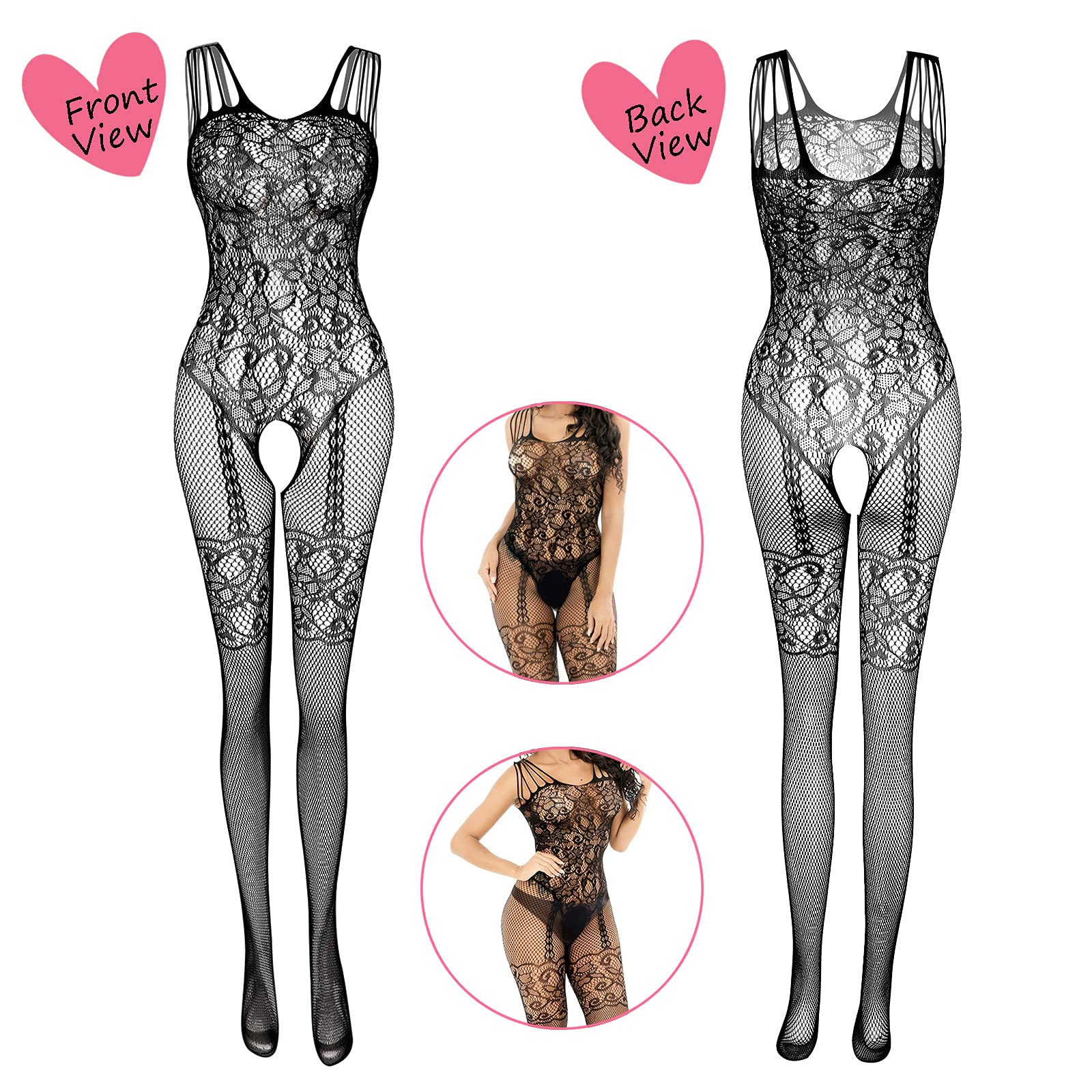 Women's Lace Stockings Lingerie Floral Fishnet Bodysuits Lingerie Nightwear for Romantic Date Wearing