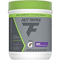 Fast Twitch from the makers of Gatorade,Caffeinated Pre-workout Supplement Mix,Grape,1.01lb (Pack of 1),3.5g L-Citrulline,3g Betaine,2g Carnosine beta-alanine,Vitamin B6,B12 and 200mg caffeine