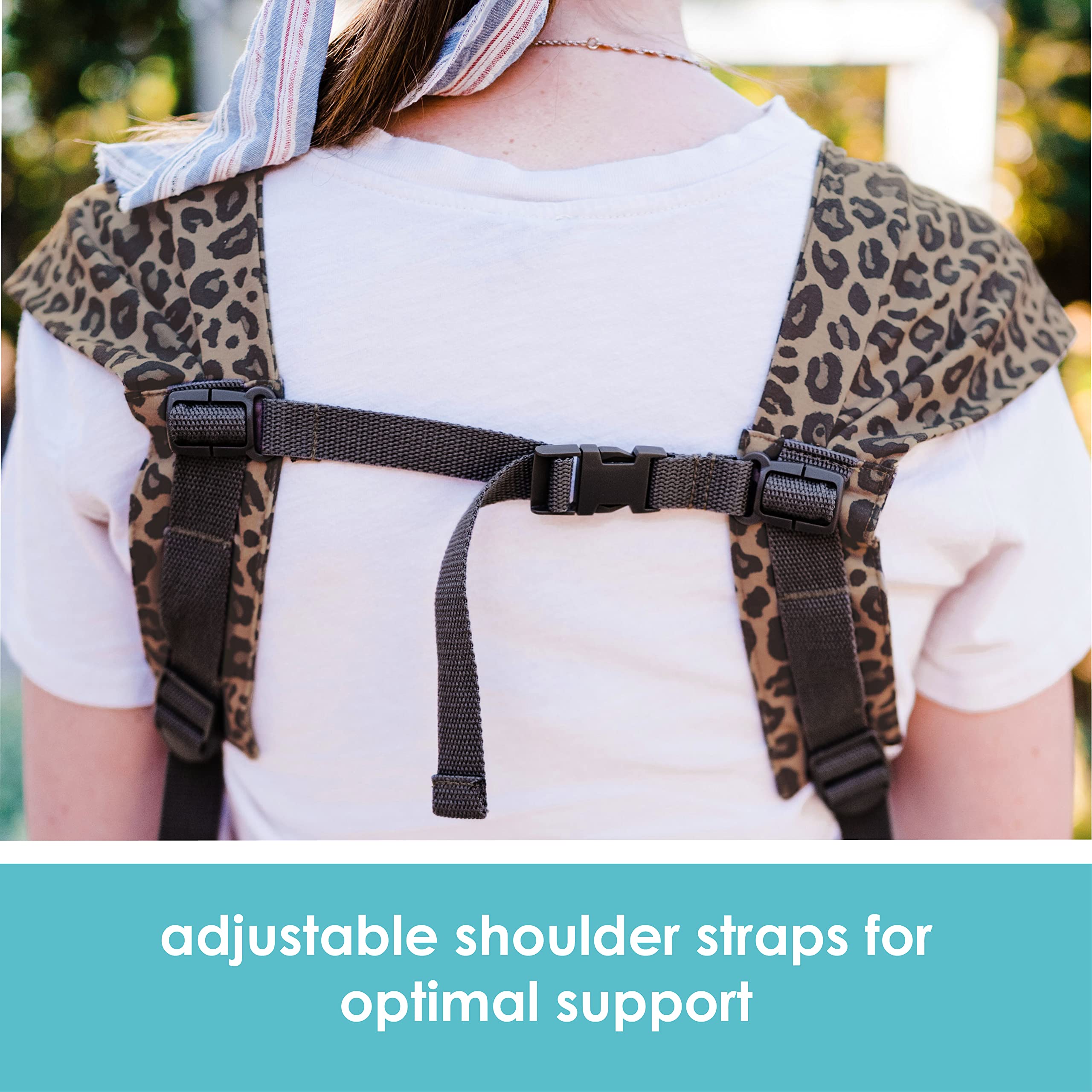 JJ Cole Luma™ Packable Carrier – 4-Position Baby Carrier – Leopard