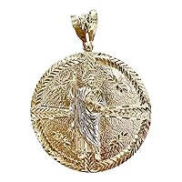 14k solid gold religious Jesus medallion. Jesus Gold Extra Large pendant. Religious pendants 32.42 gram