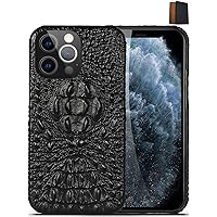 XC288B iPhone 15 Pro Case, Leather, Mobile Phone Cover, Crocodile Genuine Leather, Smartphone Case Cover, Supports Reliable Domestic Manufacturers Black