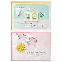 Hallmark Paper Wonder Pop Up Baby Shower Cards for Girl, Pack of 2 (Sweet Dream, Pink Stork) Welcome New Baby Girl, Congratulations