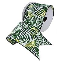 Morex Ribbon Wired Tropical Paradise Ribbon, 2-1/2 inches by 10 Yards, Fern Green, 7565.60/10-607