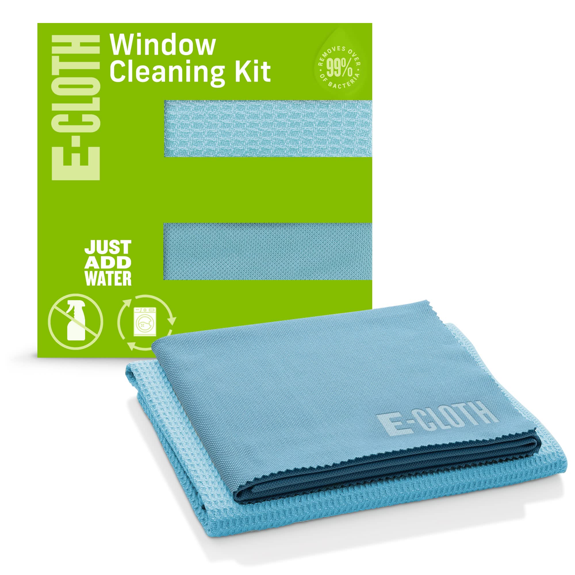 E-Cloth Microfiber Cleaning Cloth Glass Kit - Microfiber Towel Window Cleaning Kit - Microfiber Towels for Cars, Windows, Mirrors, & More - Alaskan Blue