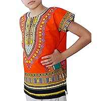 RaanPahMuang Unisex Bright Africa Classic Childrens Dashiki Cotton Shirt Boys Girls
