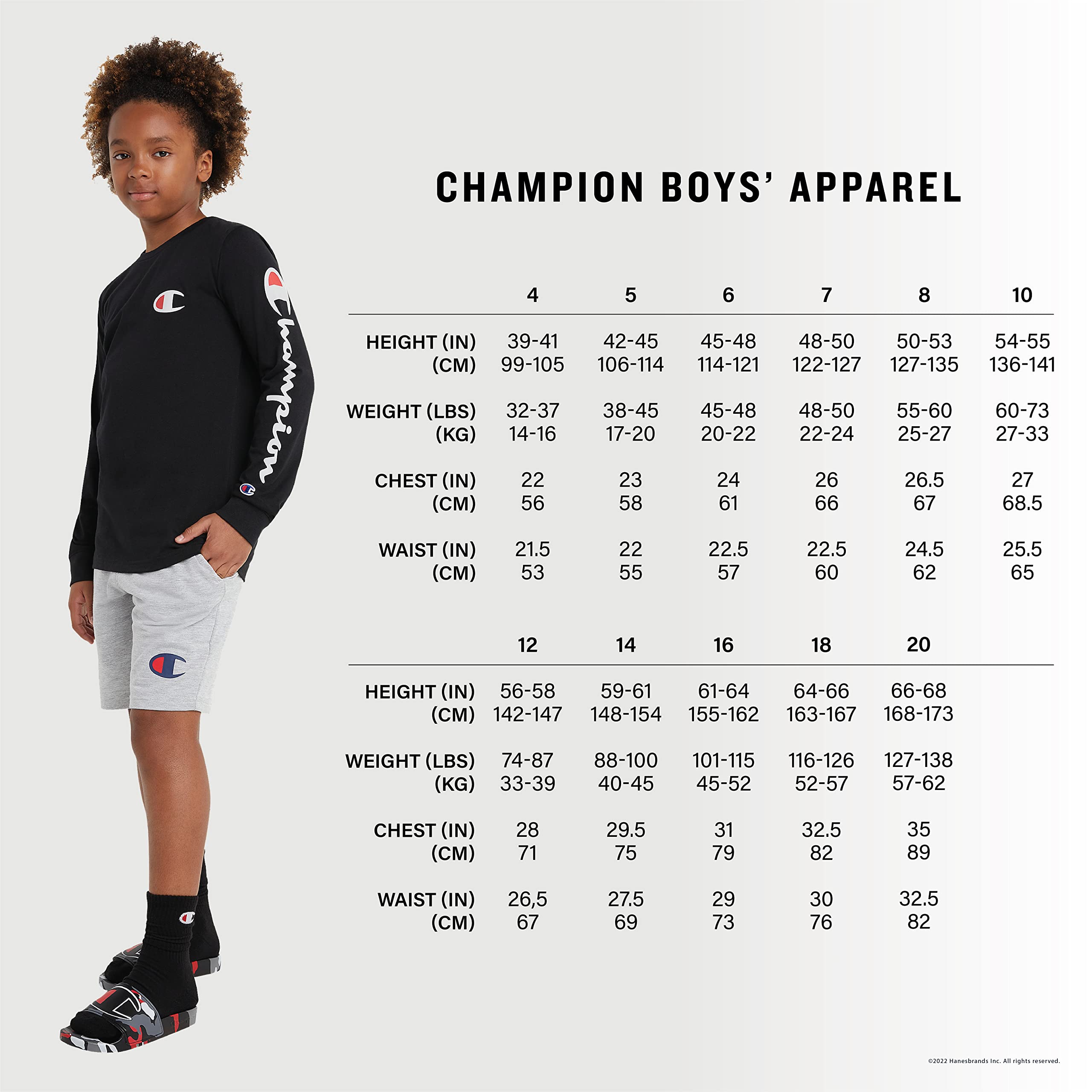 Champion Boy's Cotton Shorts, Boys' Gym Shorts, Cotton, Large C Logo, Graphics, 8