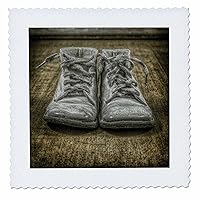3dRose Mike Swindle Photography - Still Life - Old Baby Shoes - Quilt Squares (qs_356164_10)