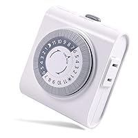 Philips 24-Hour Mechanical Timer, 30-Minute Intervals, 2 Polarized Outlets - For Lamps, Seasonal Lighting, Small Appliances