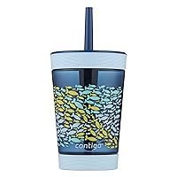 Contigo Kids Spill-Proof 14oz Tumbler with Straw and BPA-Free Plastic, Fits Most Cup Holders and Dishwasher Safe, Nautical Fish